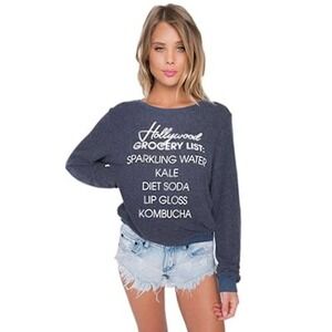 Wildfox Hollywood Grocery List Baggy Beach Jumper Sweater in Black Size S NWOT